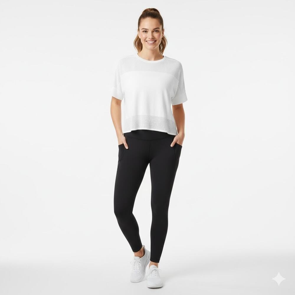 Athleta Kahala Women's Sweater Size Small Off-White‎ Pullover Short sleeve